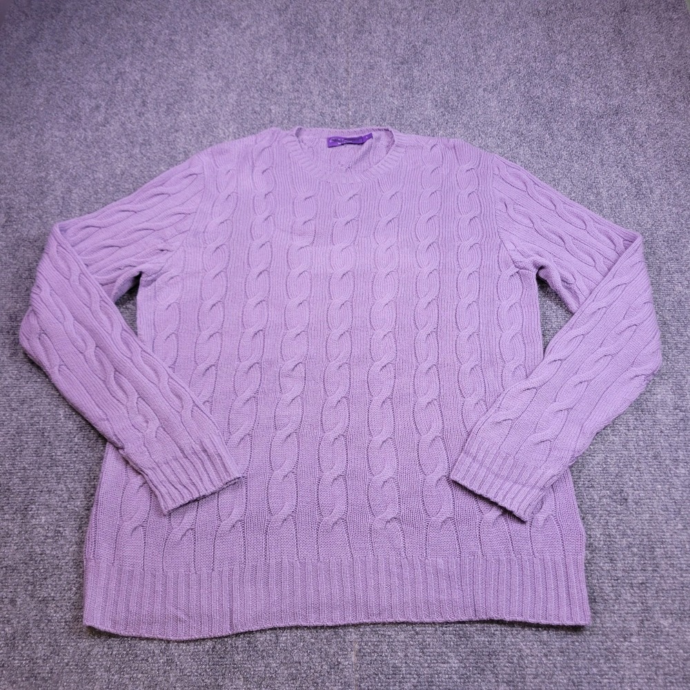 Ralph Lauren Purple Label Cable Knit Cashmere Sweater Mens XL Lavender $1295